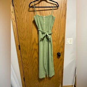 Love Tree Olive Green Buttoned Jumpsuit